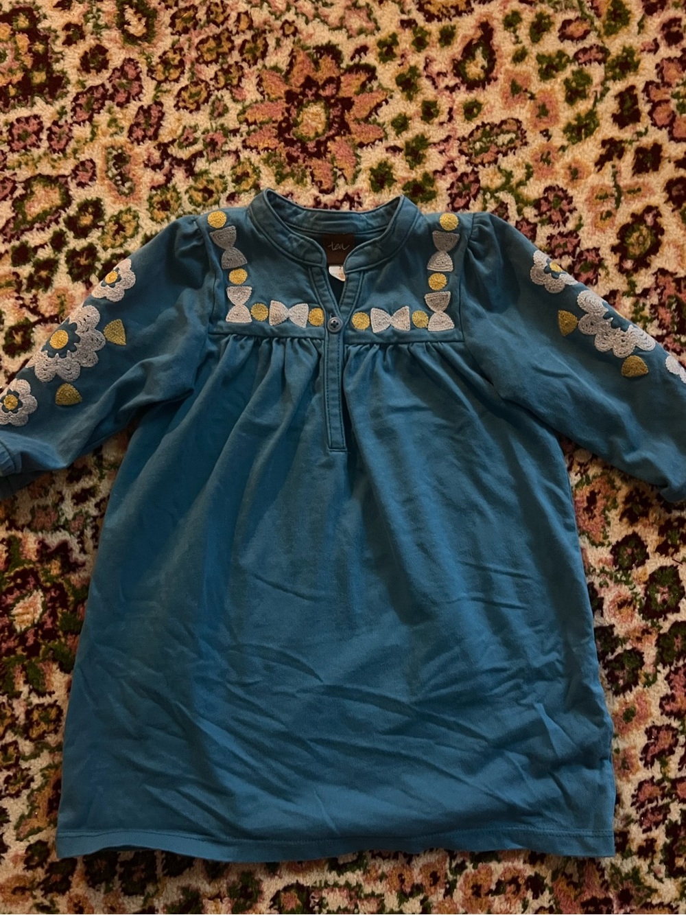 2T Tea Collection Embroidered Blue Girl's Dress